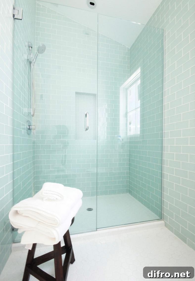 Shower with gleaming glass doors