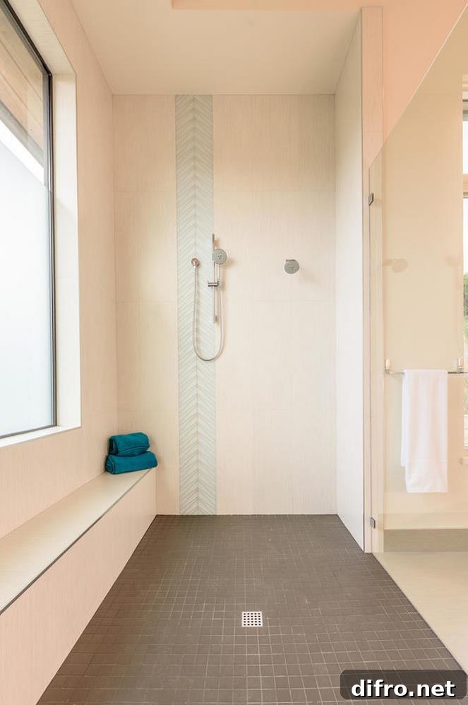 Clean shower with a warm glow