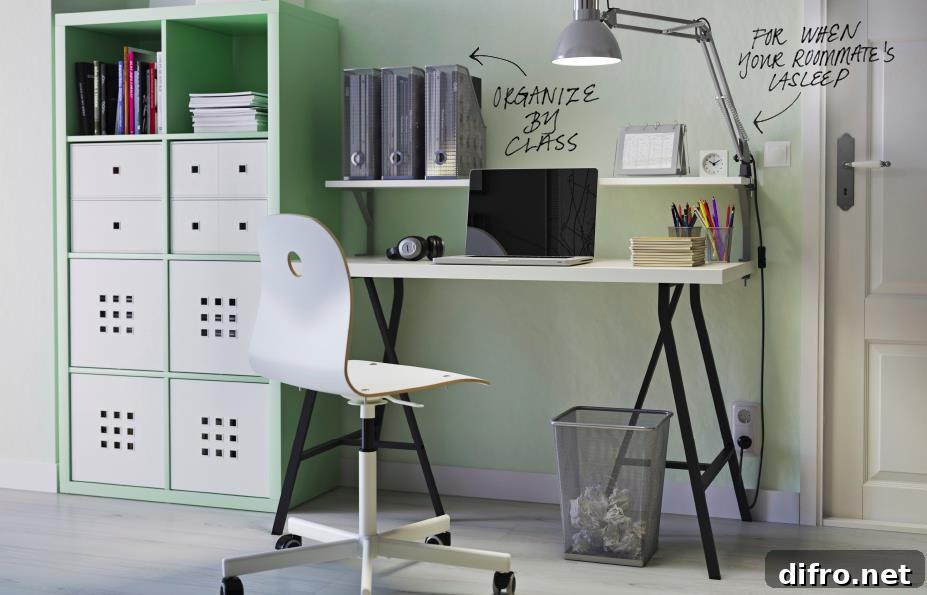 Organized desk area designed by IKEA