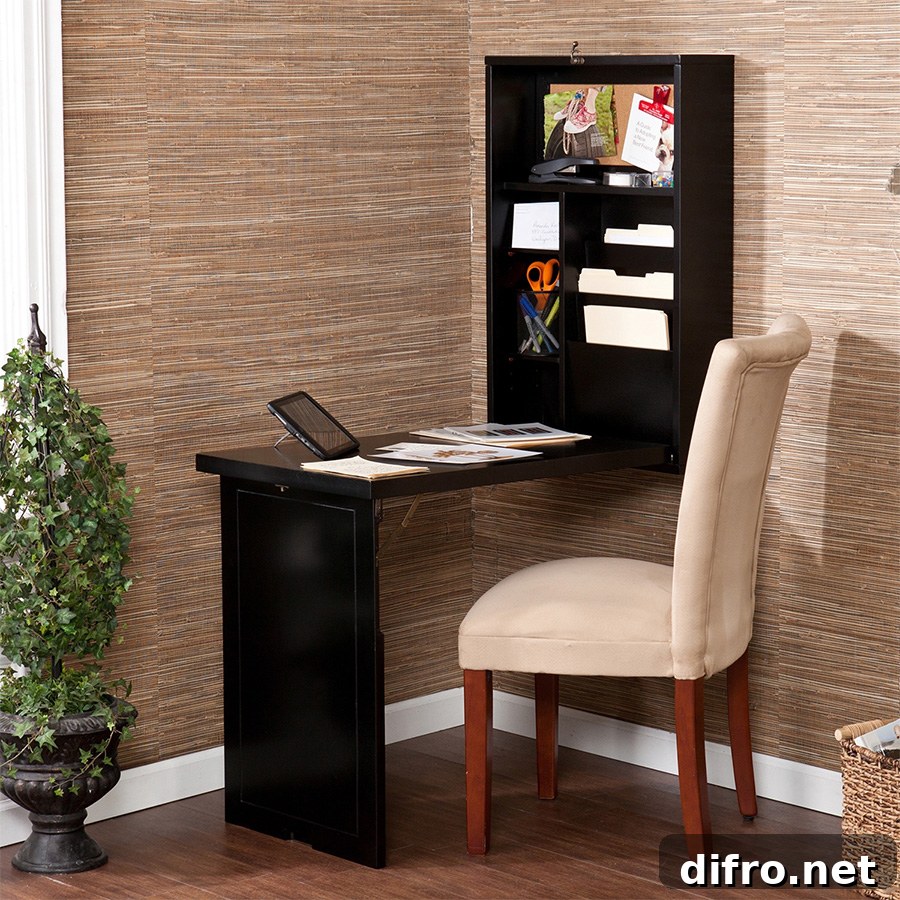 Walnut Finish Fold Away Murphy Desk