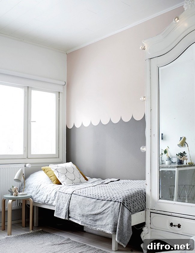 Gray wave design wall color blocking