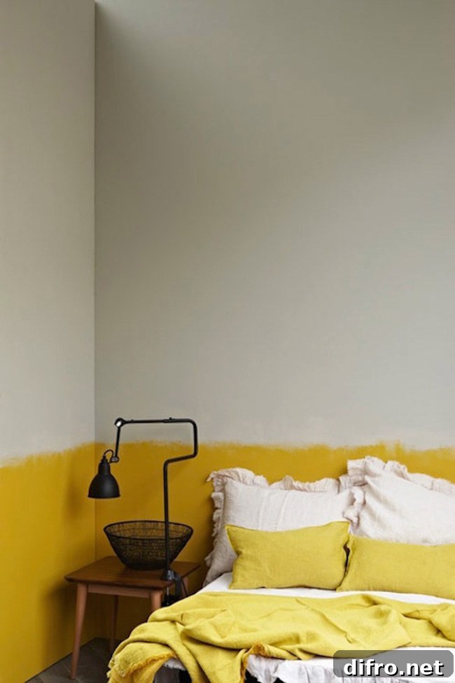 Bright yellow paint that goes without the straight edge