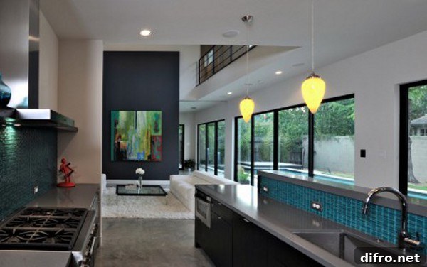 Helena House living area with garden views