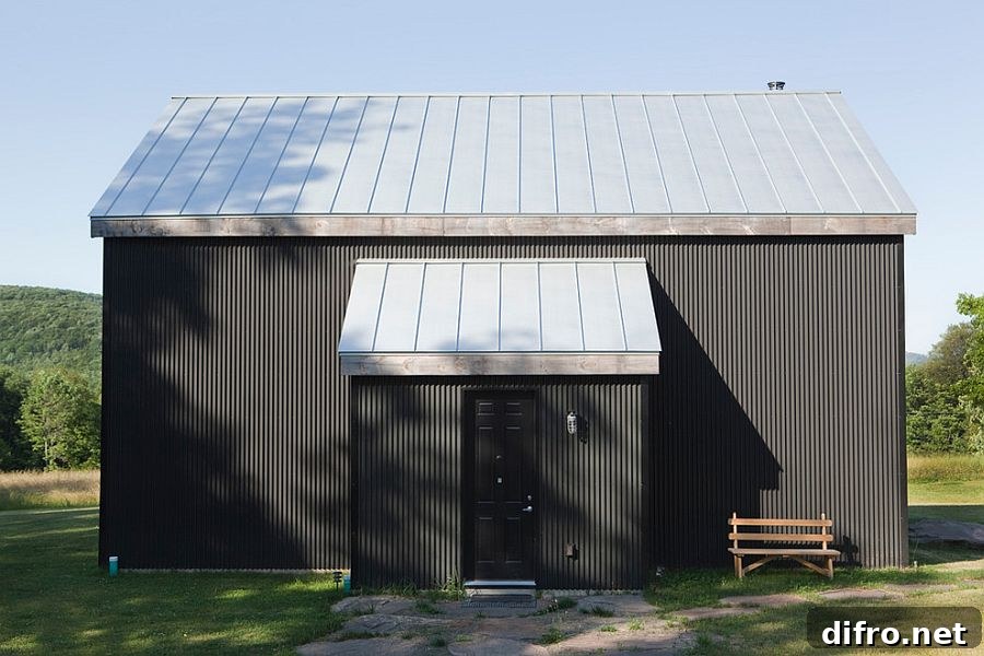 Metallic exterior of the home in black