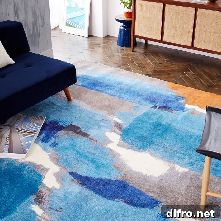 Abstract rug in blue from West Elm