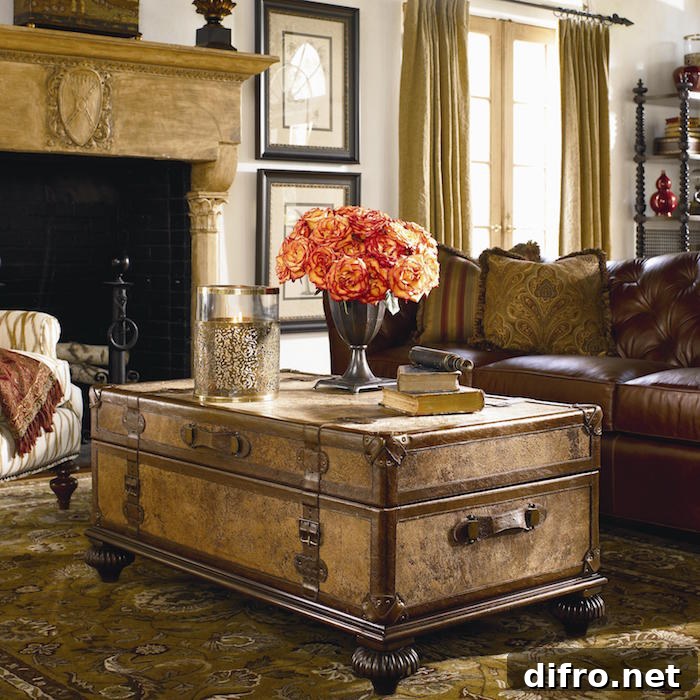 The Ernest Hemingway Traveler's Trunk accessorized with flowers