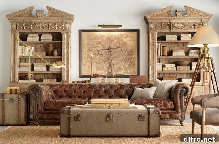 Old steamer trunk used in living room