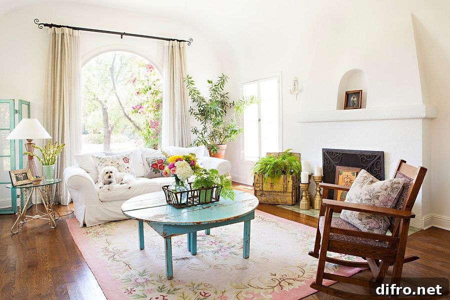 Flea market finds are always a hit in the shabby chic living room [Design: Alison Kandler Interior Design]