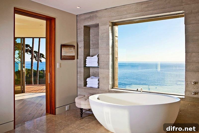 Industrial style bathroom of LA home with ocean view [Design: Burdge & Associates Architects]