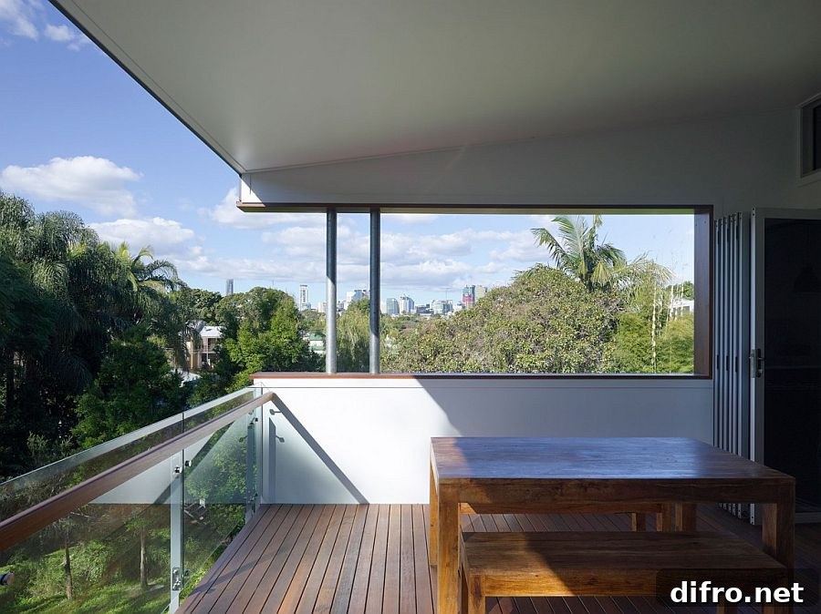 Small top level balcony of the Paddington home with city view