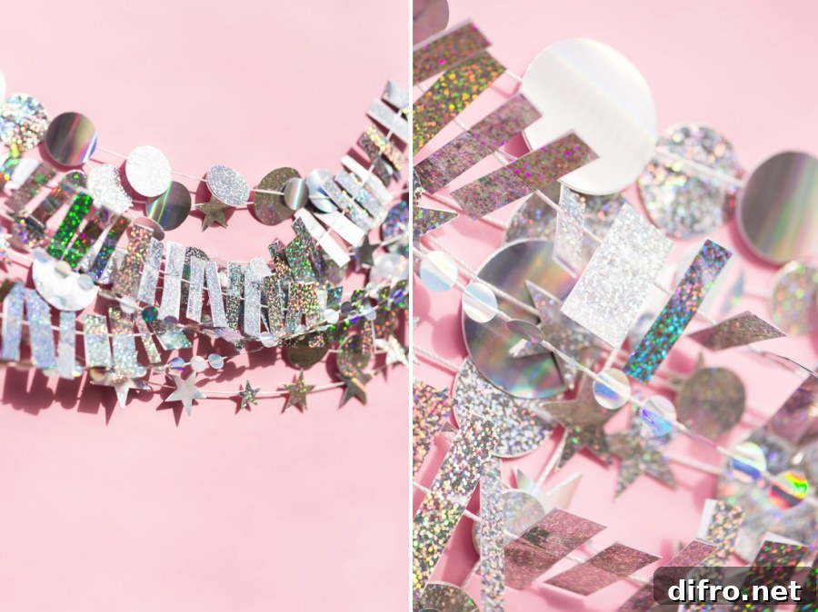 Holographic garland DIY from Paper & Stitch
