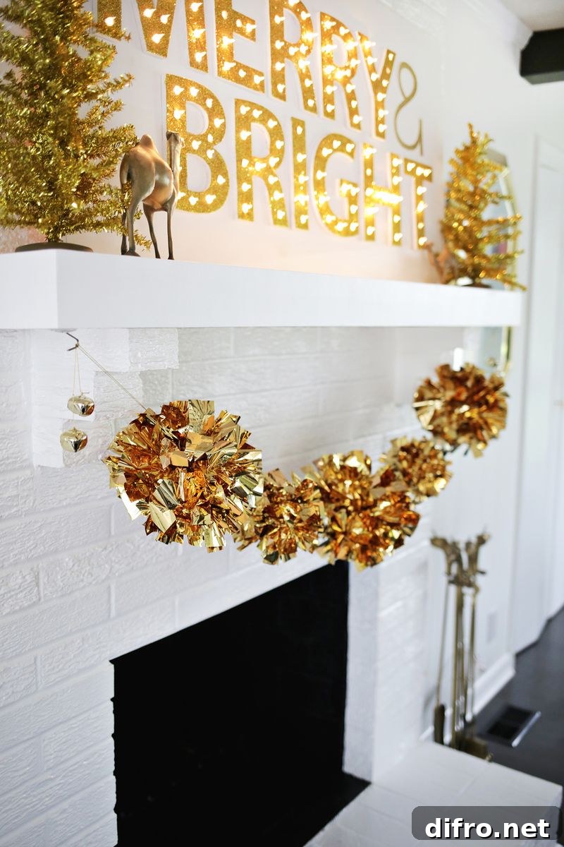 DIY mylar pom-pom garland from A Beautiful Mess
