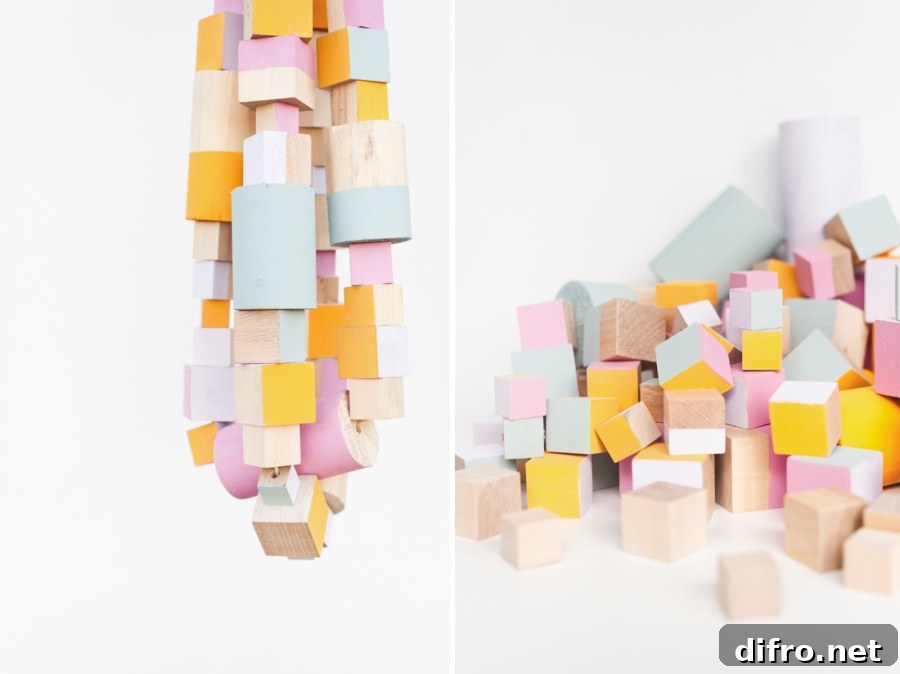 Wooden block garland DIY from Paper & Stitch