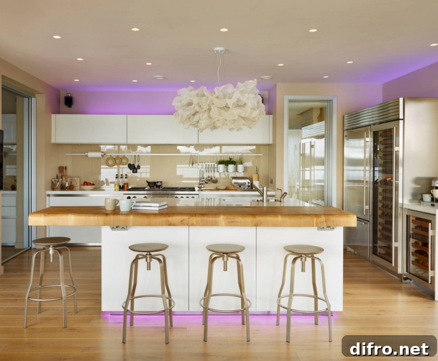 Neon lighting in the kitchen