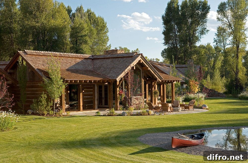 Fabulous green landscape, water features and natural pools around the magical Wyoming retreat