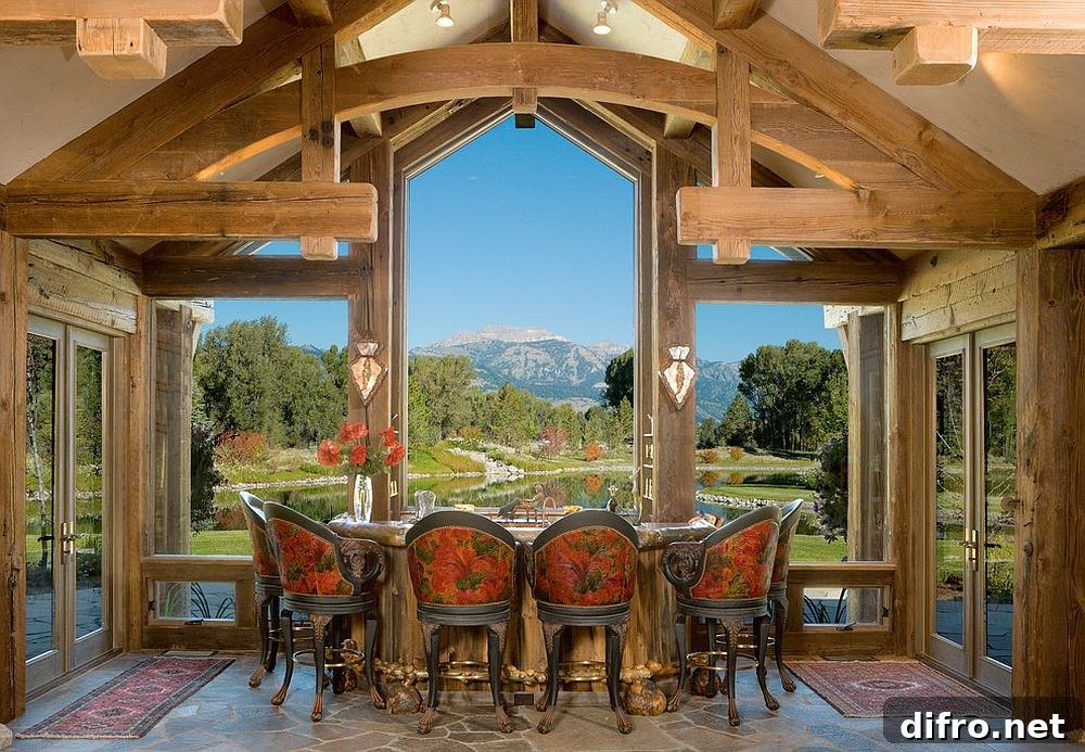 Breathtaking view outside is framed perfectly from the dining area