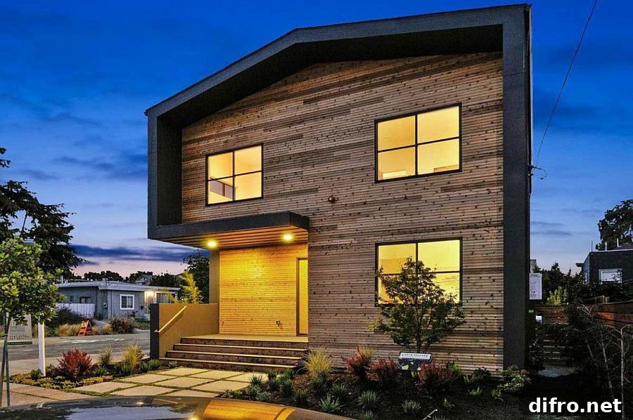 Street facade of the contemporary family home in North Oakland