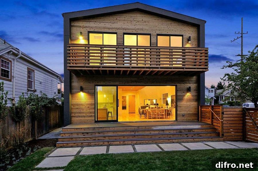 Rear deck and garden of the 58th Street House in North Oakland