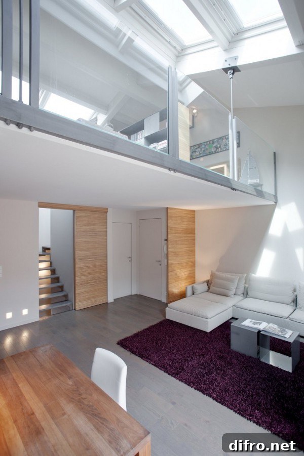 Minimalist furniture and warm materials