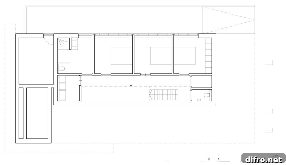 Floor plan of the lower level with bedrooms