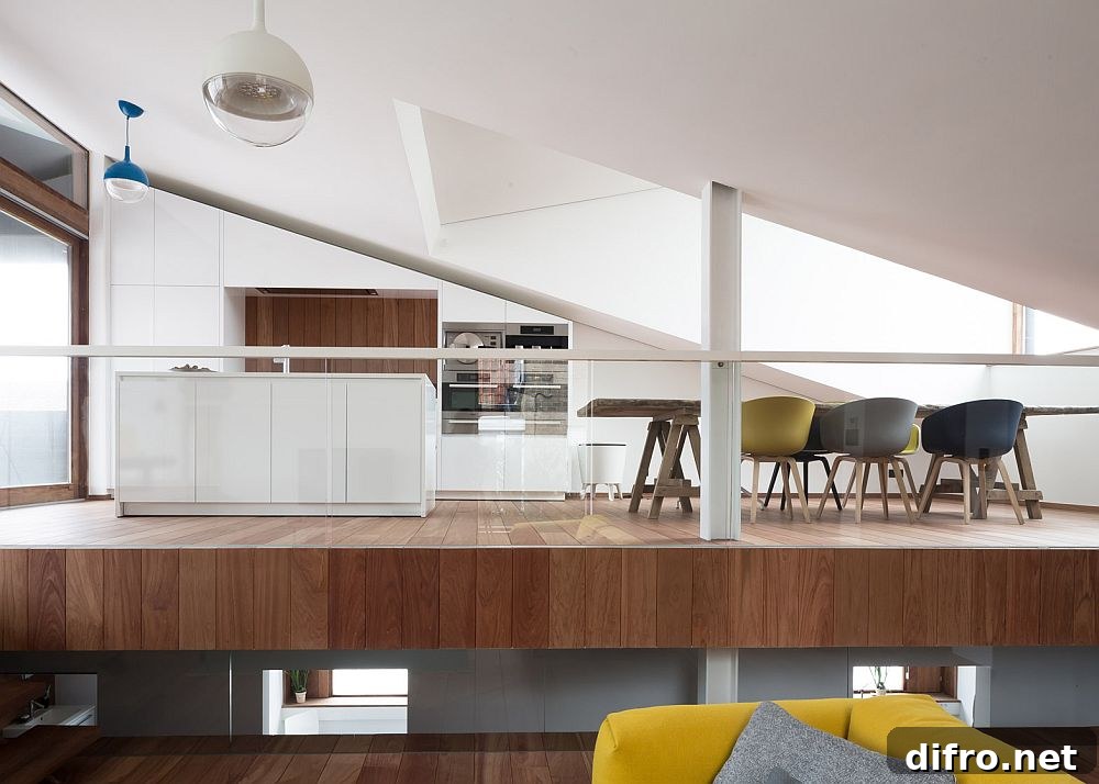 Split-level above the ground contains the open plan living area