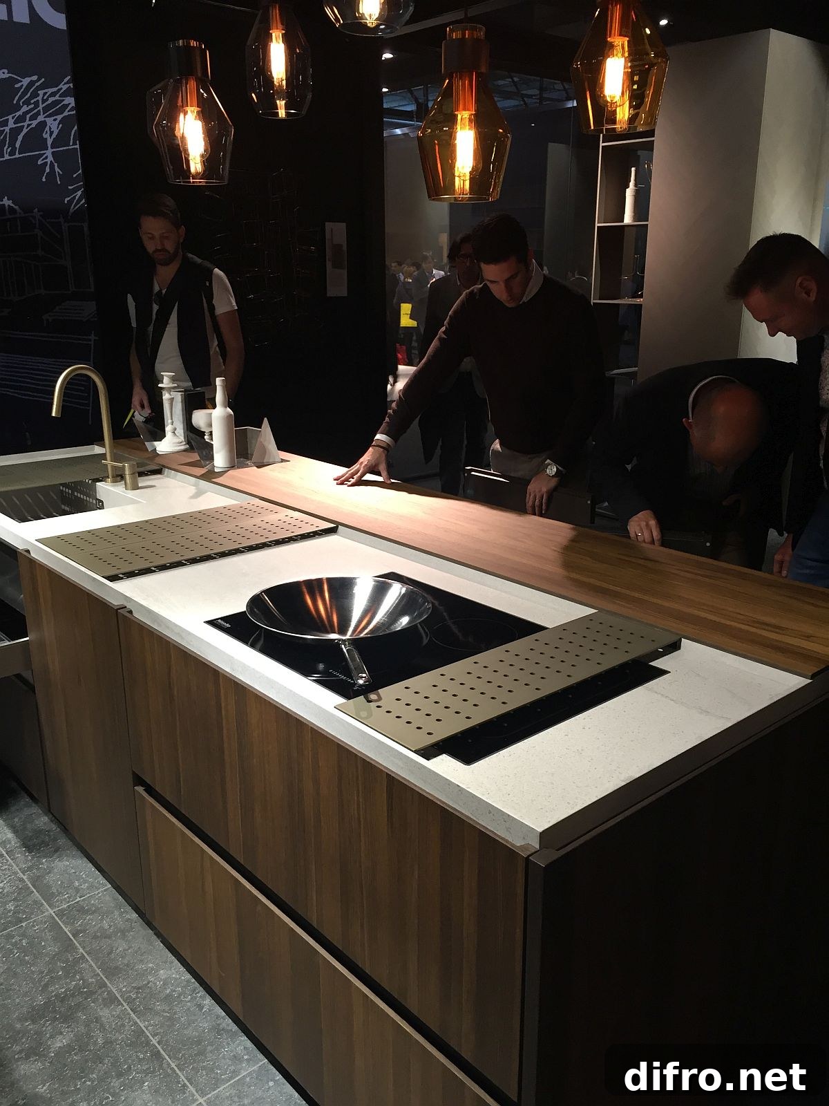 Marble and wooden worktops shine through with Binova kitchen island