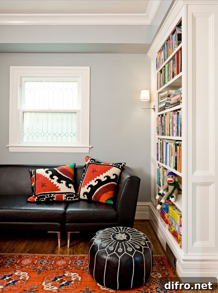 Pouf ottoman can serve as a footrest