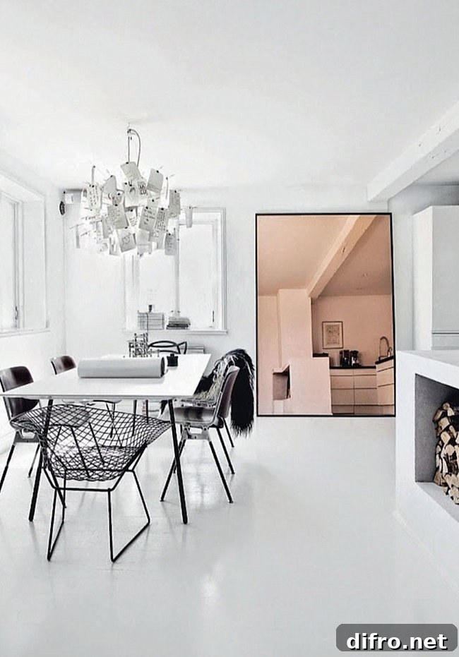 Tinted mirror in a modern dining room