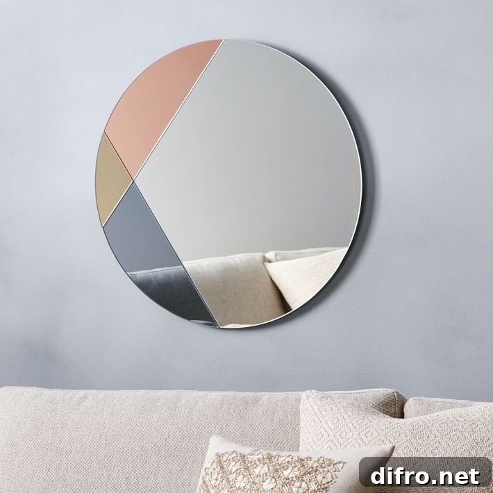 Round tinted glass mirror