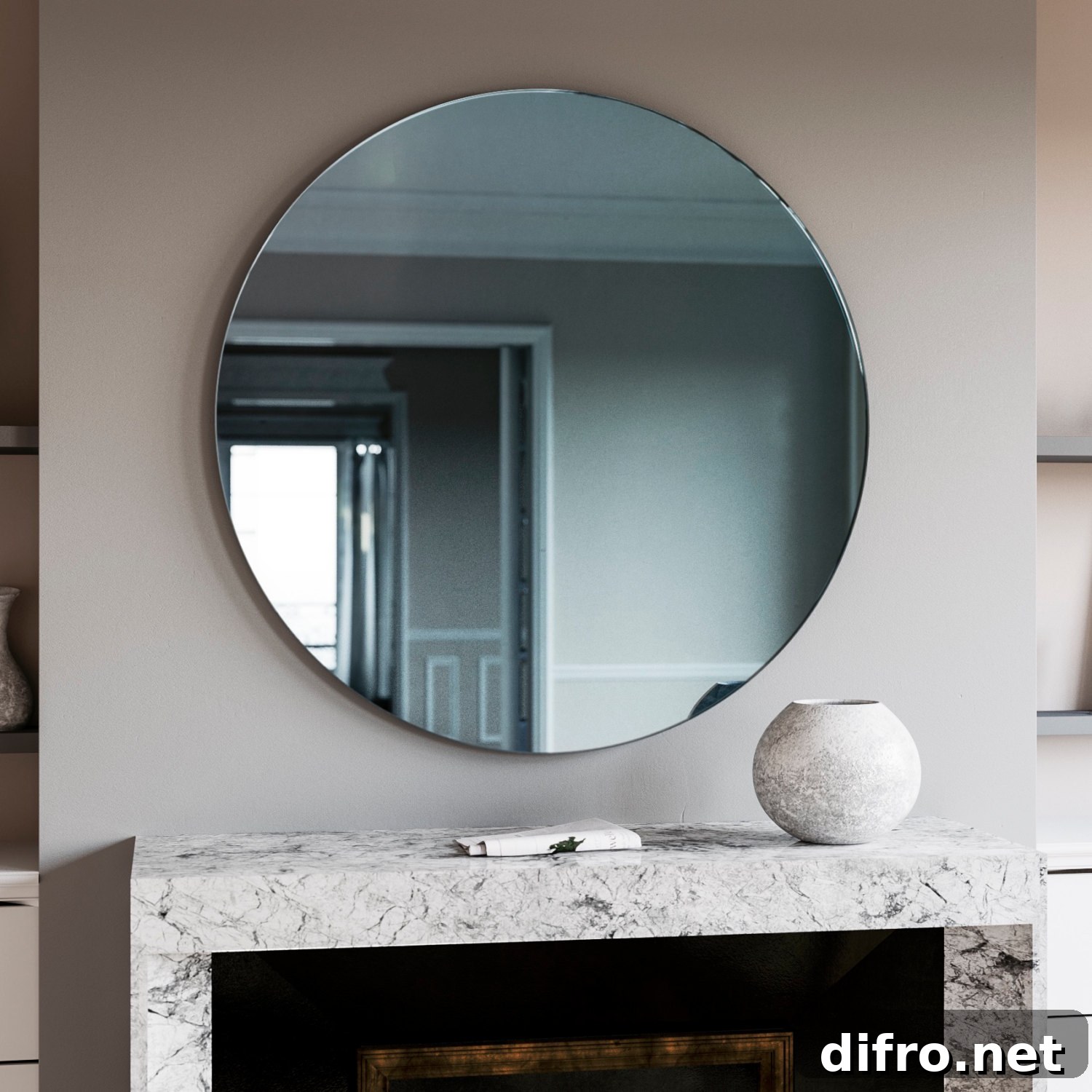 Tinted blue Art Deco mirror