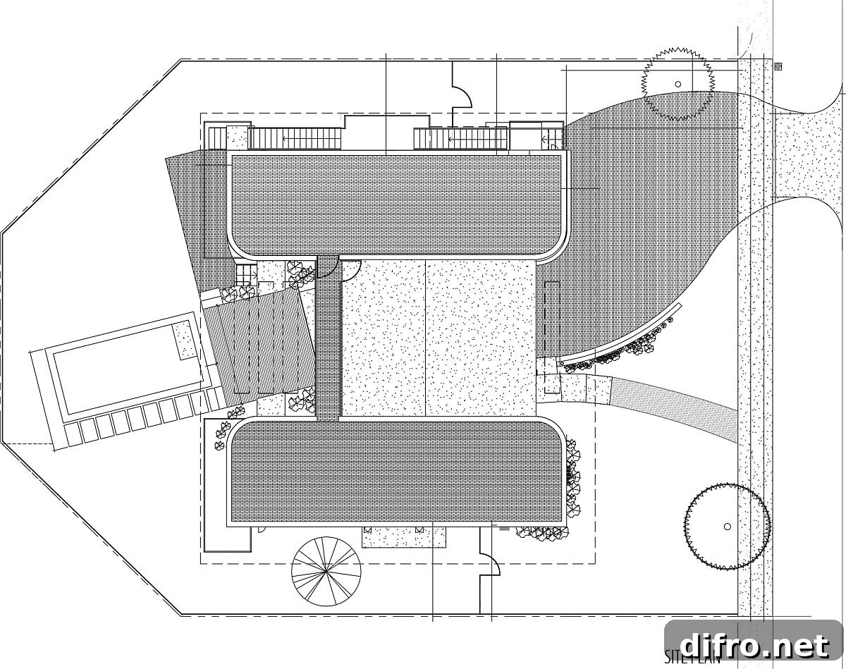 House plan of contemporary residence in Miami Beach