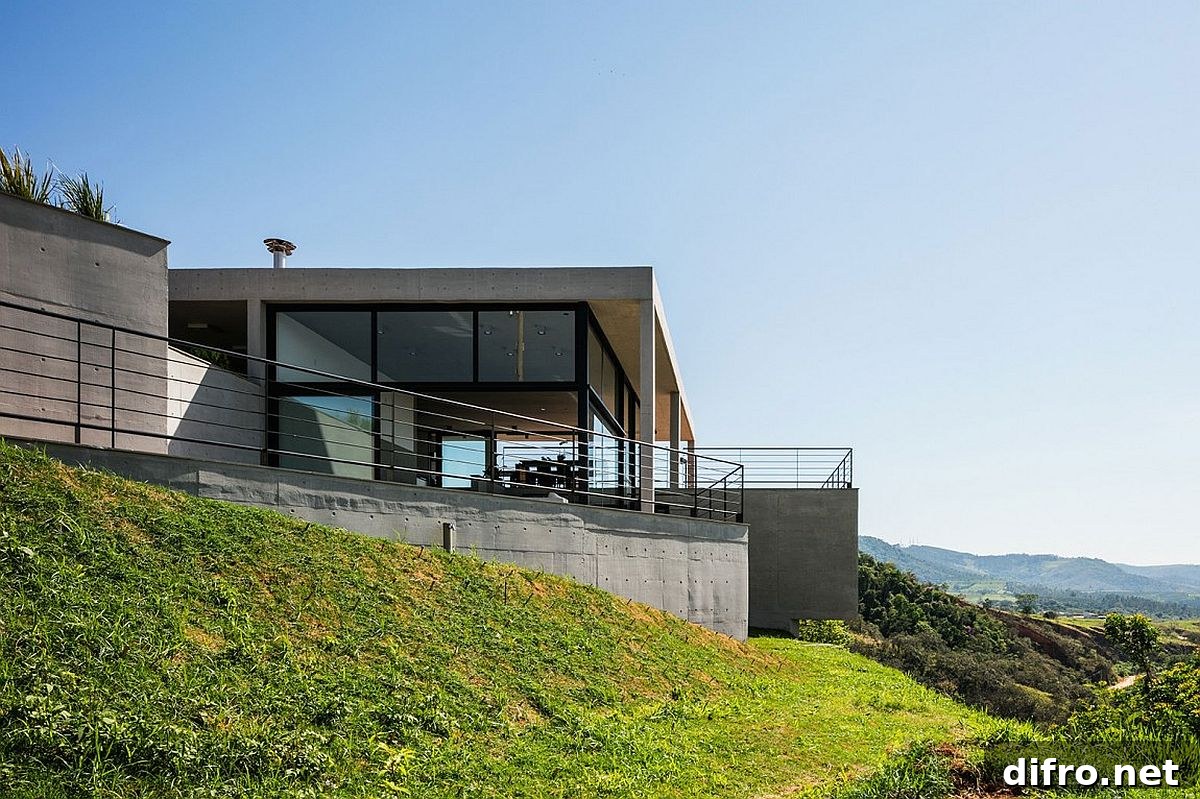 Contemporary home perched atop a hilly site with scenic views of Sao Paulo