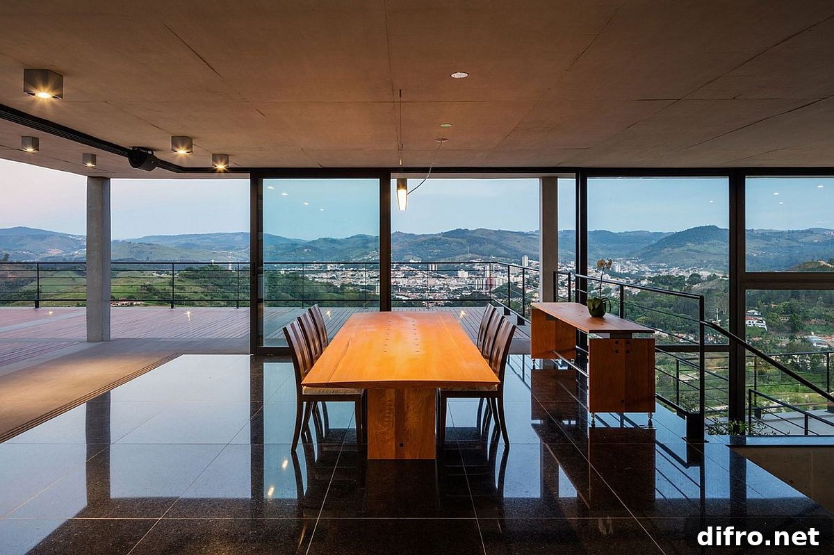 Dining area on the top level of the house with mesmerizing views