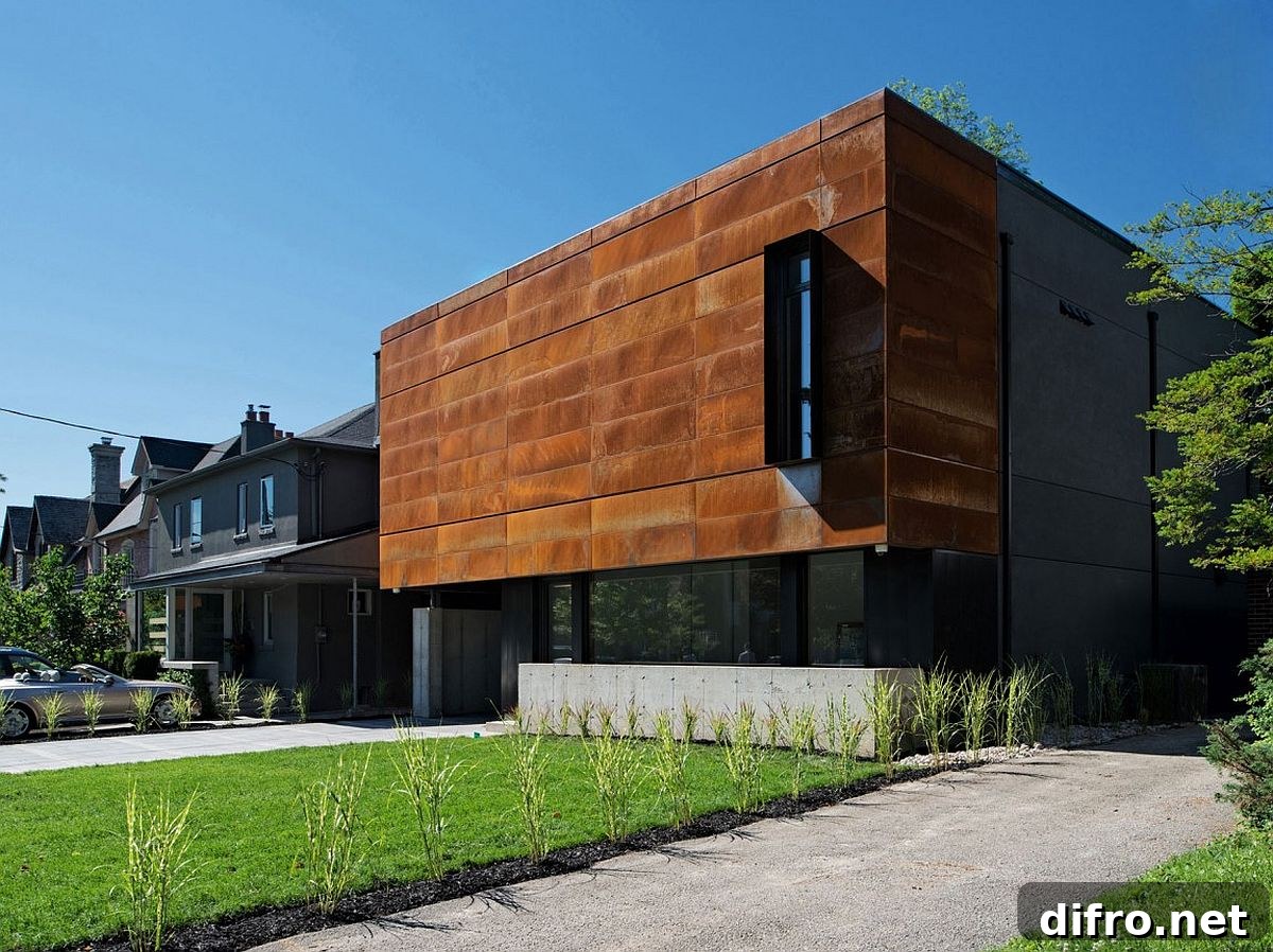 Cor-Ten Steel facade of Heathdale Residence in Toronto
