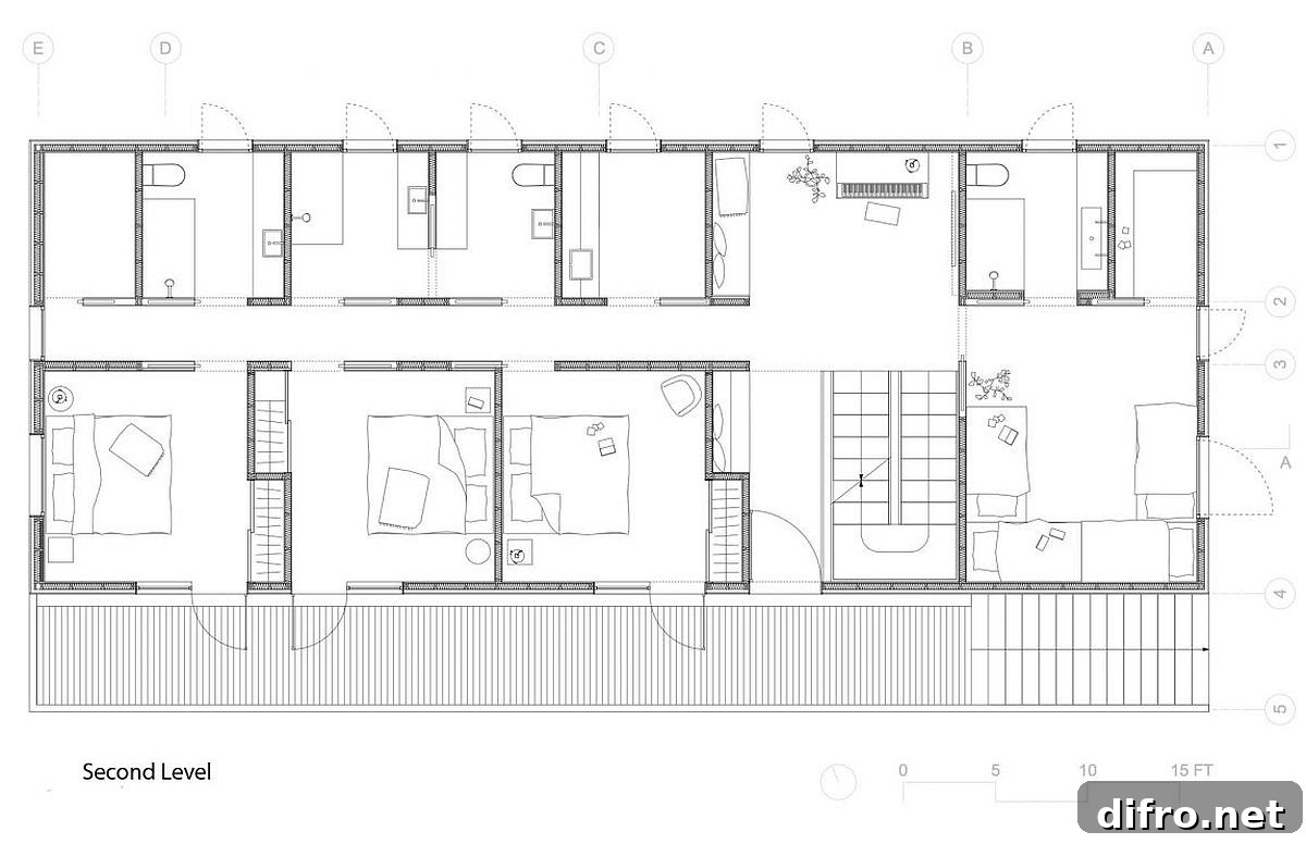Floor plan of the second level of Trollhus by Mork-Ulnes Architects