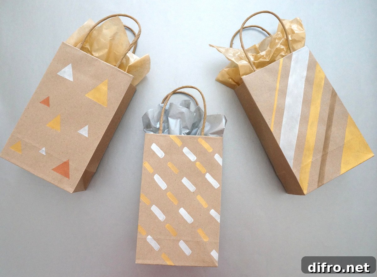 DIY metallic gift bags