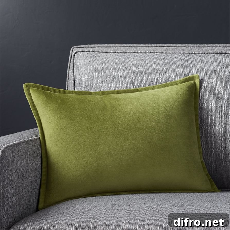 Leaf green pillow from Crate & Barrel