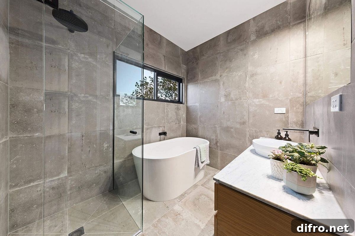 Corner bathtub in contemporary bathroom