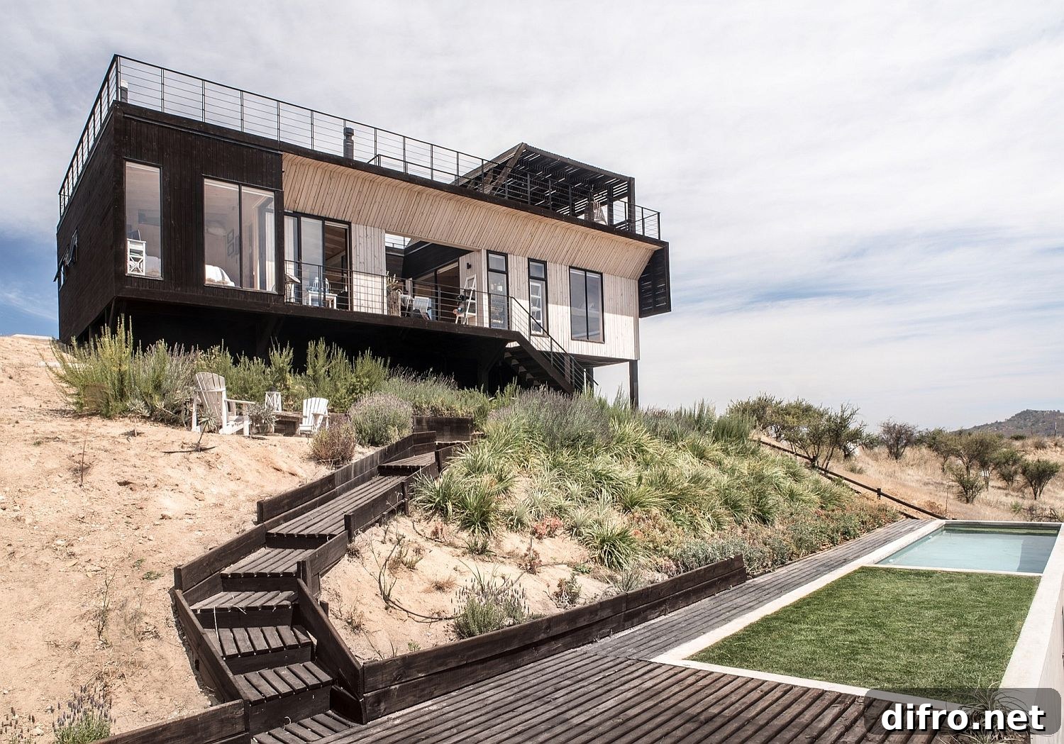 Folding House exterior overlooking Lake Rapel