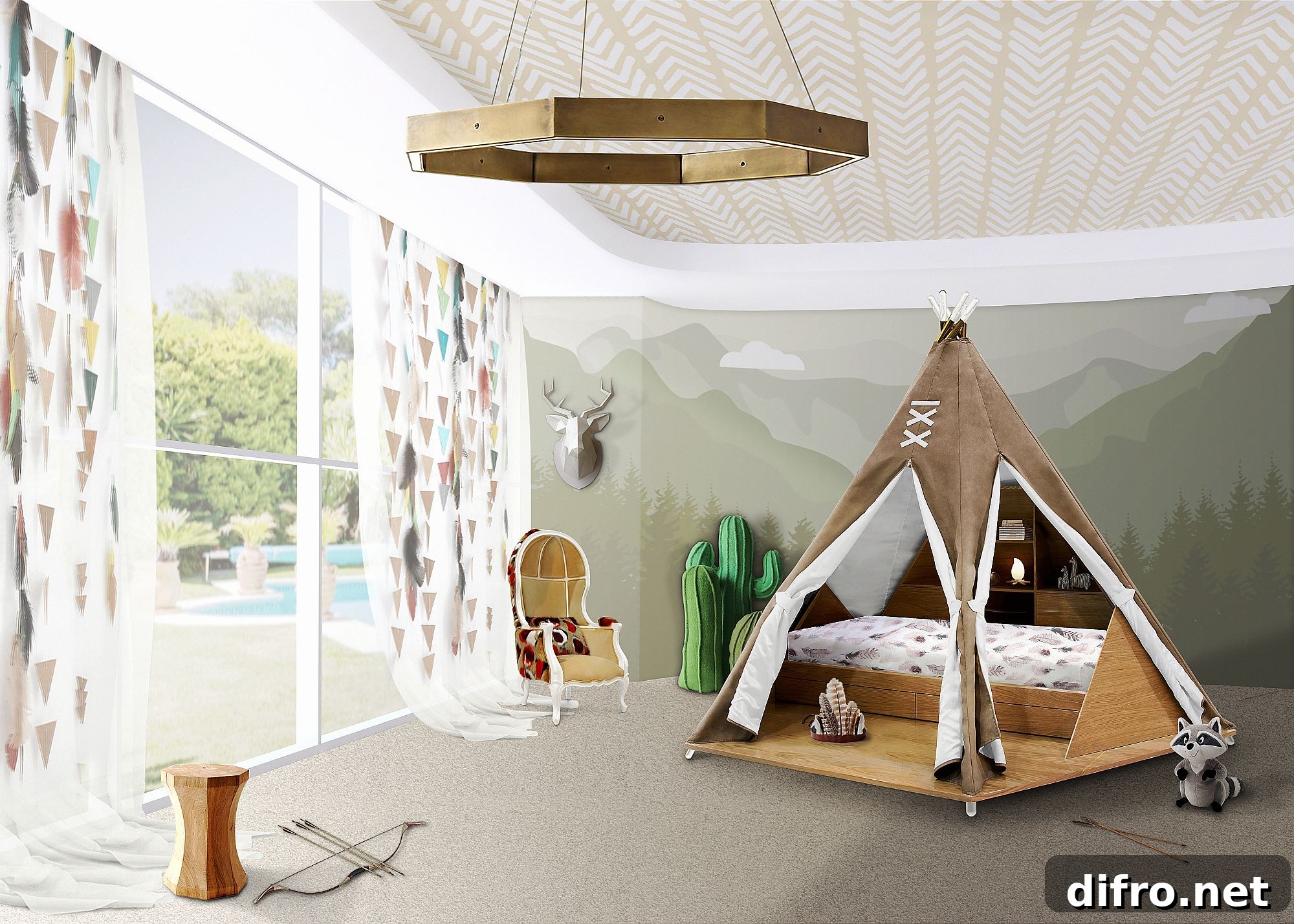 Luxurious teepee bed for kids' room
