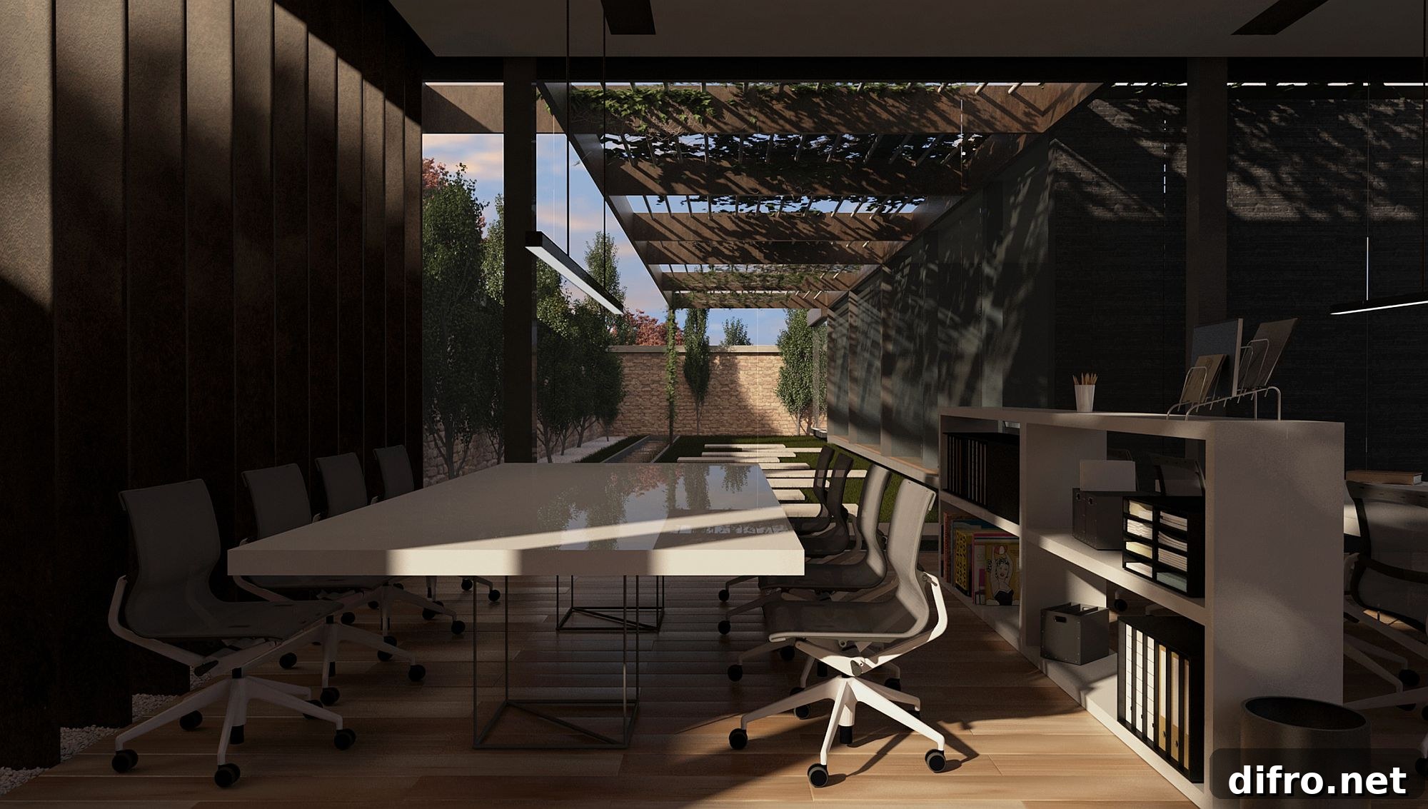 Office design with abundant natural light