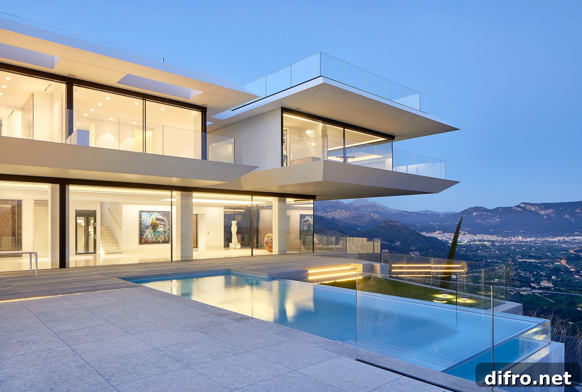 Pool deck with sea views