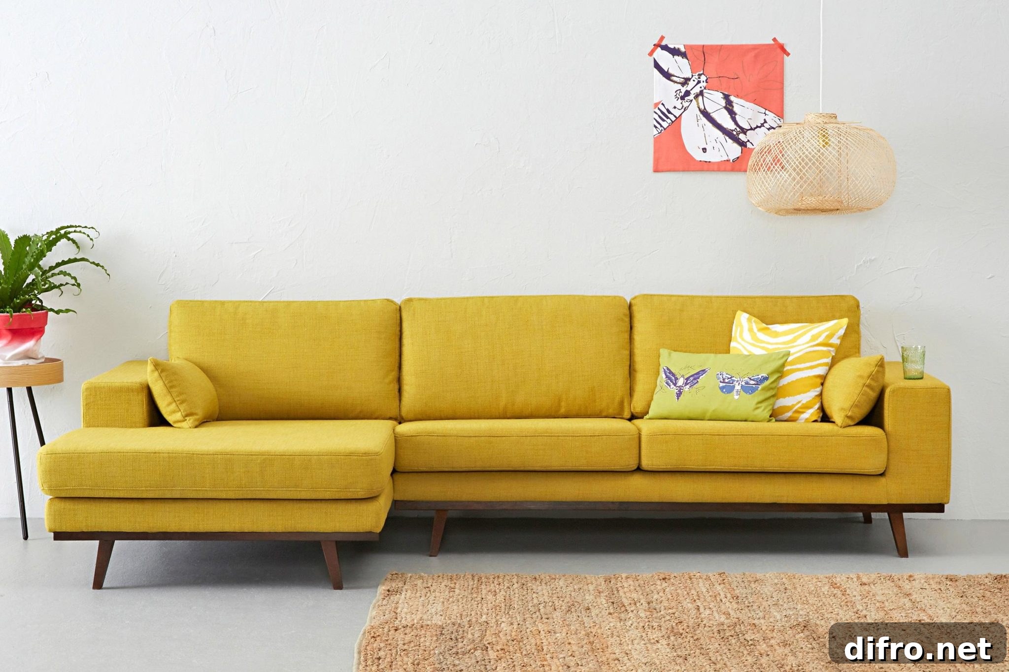 Sofa in a calmer hue of yellow