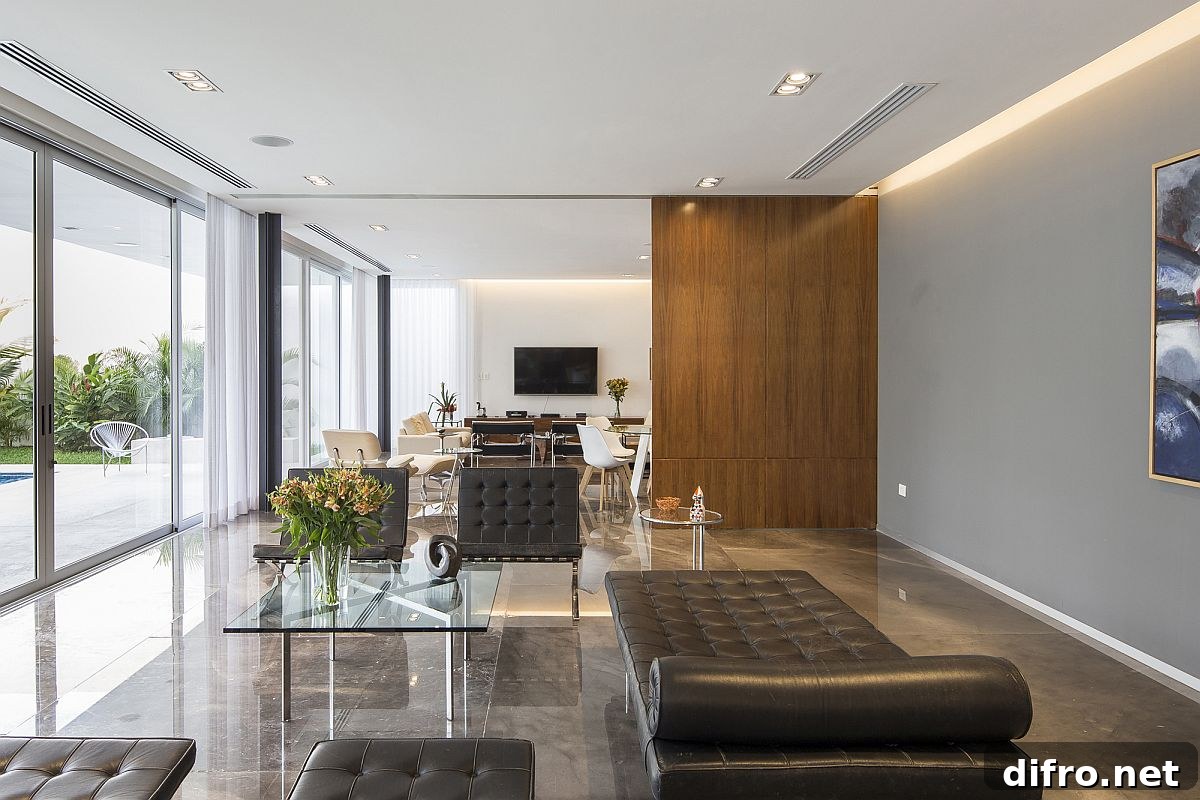 Wooden partitions delineate space in style