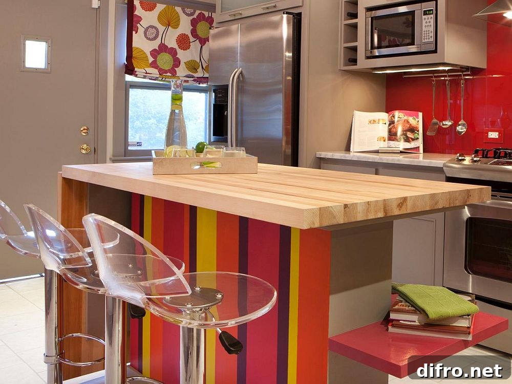 Multi-colored kitchen island