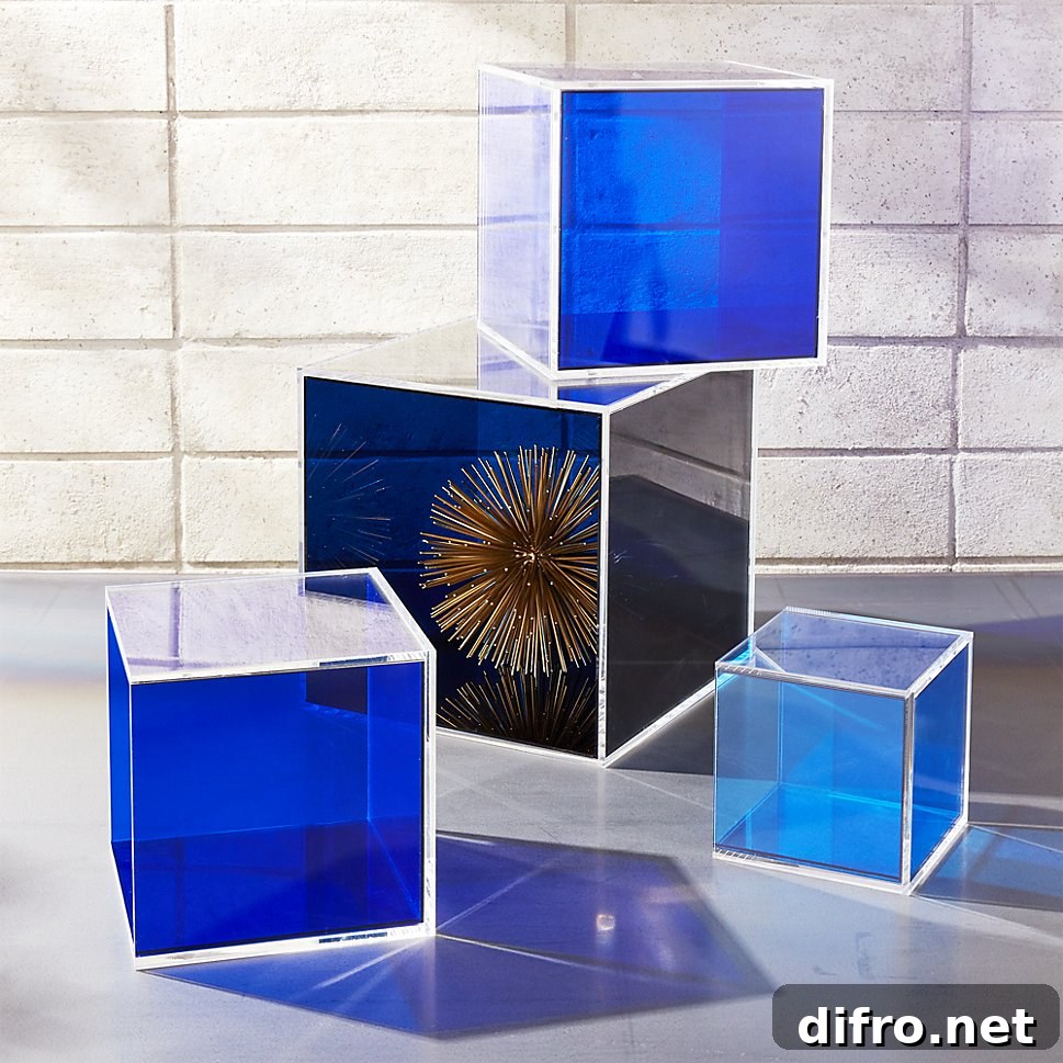 Acrylic blue storage boxes