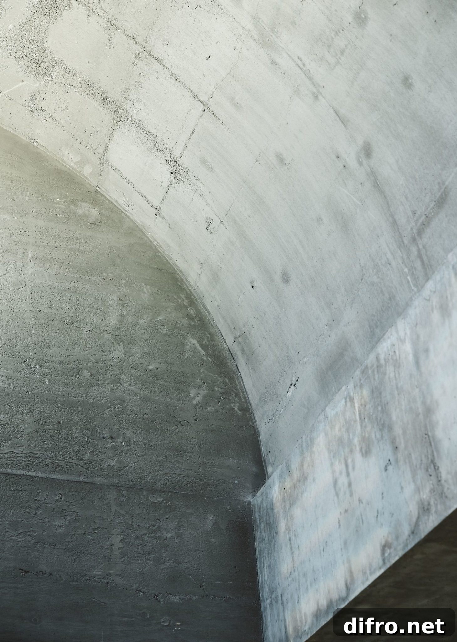 Raw concrete curved ceiling vaults