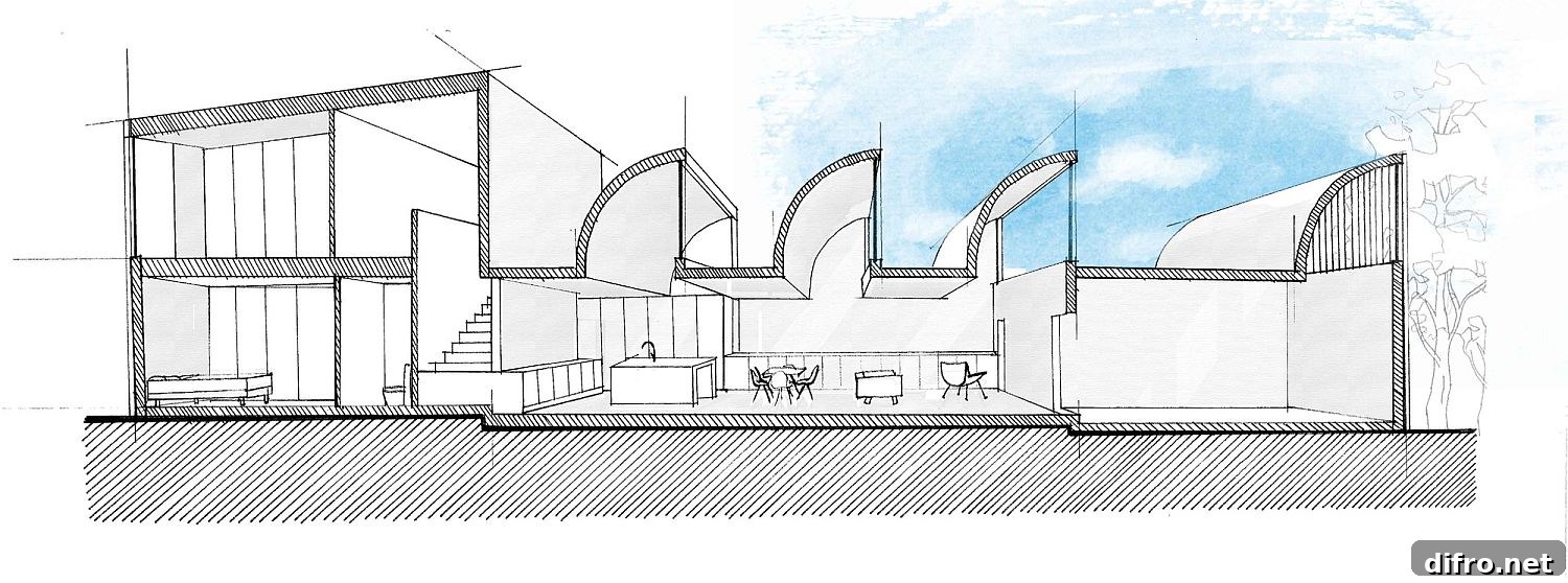 Sectional view of the concrete home