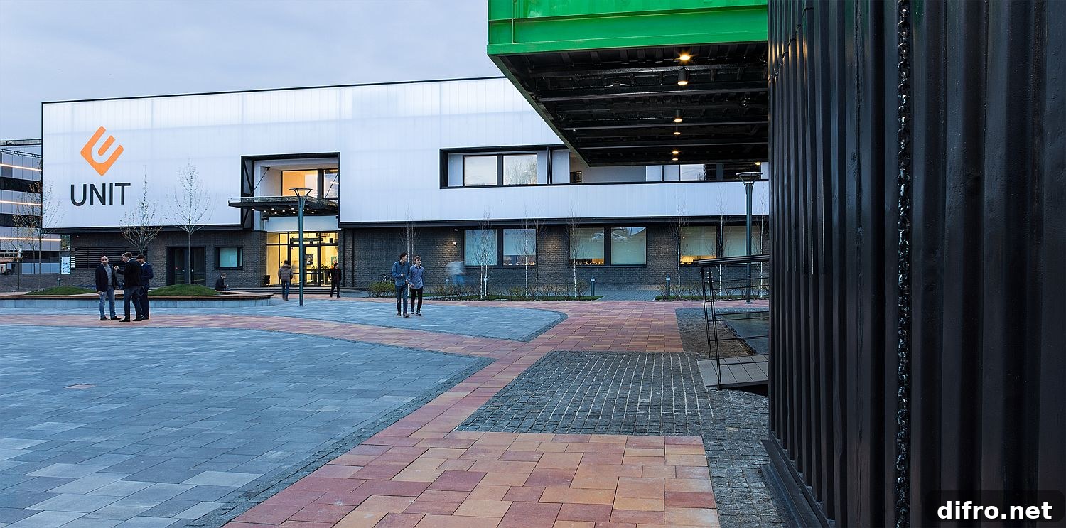 UNIT Factory main structure with adjacent café