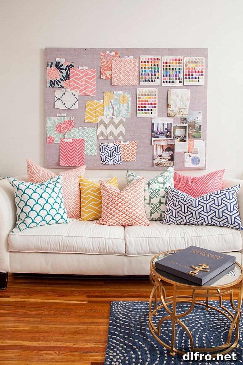 Decorate the eclectic home office with pastel power